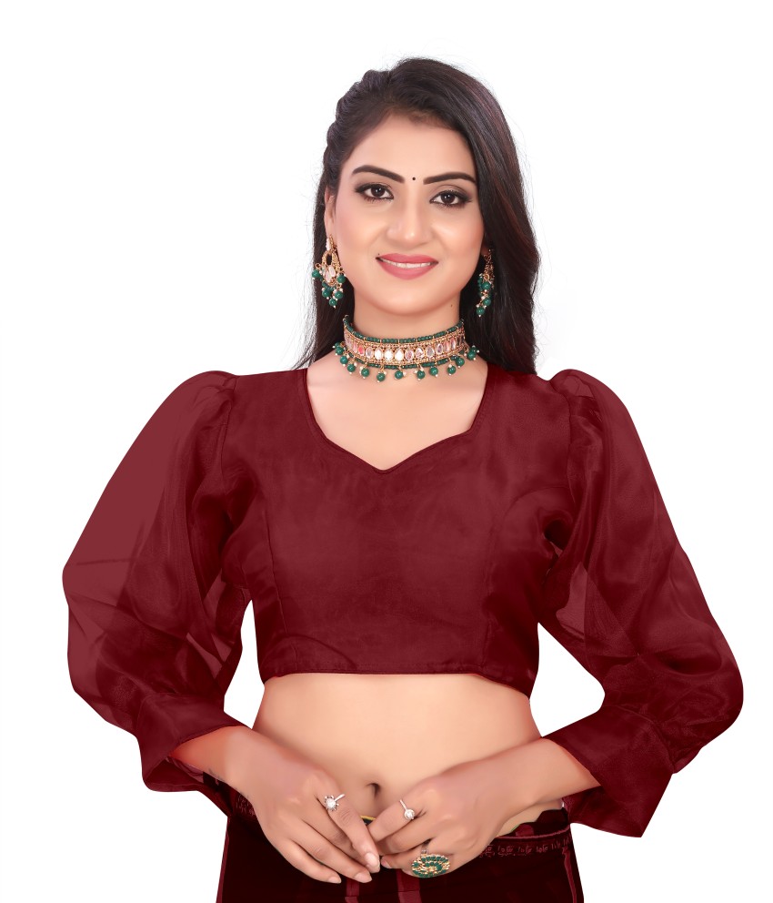 Designer Indian Traditional Maroon Sweetheart-Neck Saree Blouse