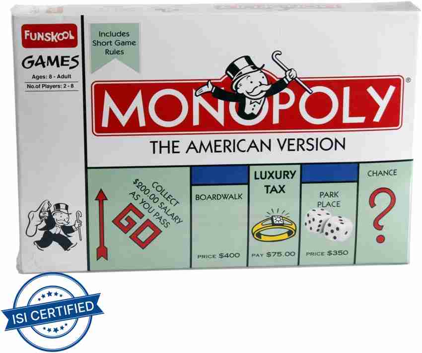 FUNSKOOL Monopoly - The American Version Money & Assets Games Board Game -  Monopoly - The American Version . shop for FUNSKOOL products in India. Toys  for 8 - 15 Years Kids.