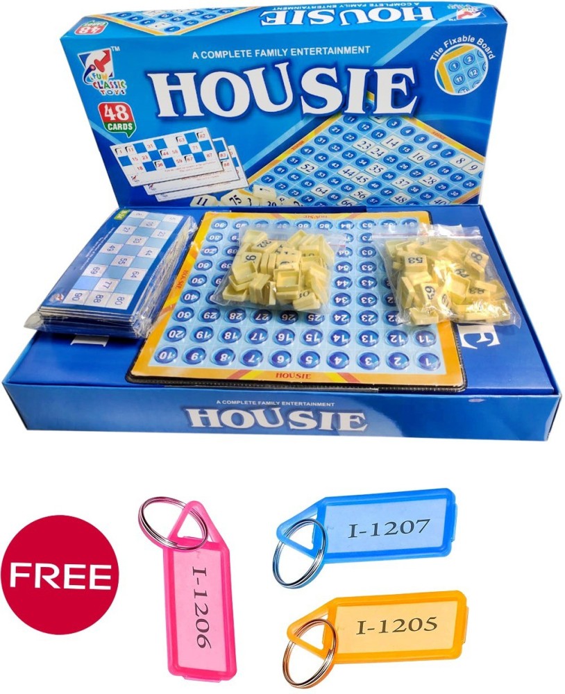 Dev Herbals Housie Tile Fixable Board Game Set with Free 3 Pcs Keyring with  Name Tag Labels Educational Board Games Board Game - Housie Tile Fixable  Board Game Set with Free 3