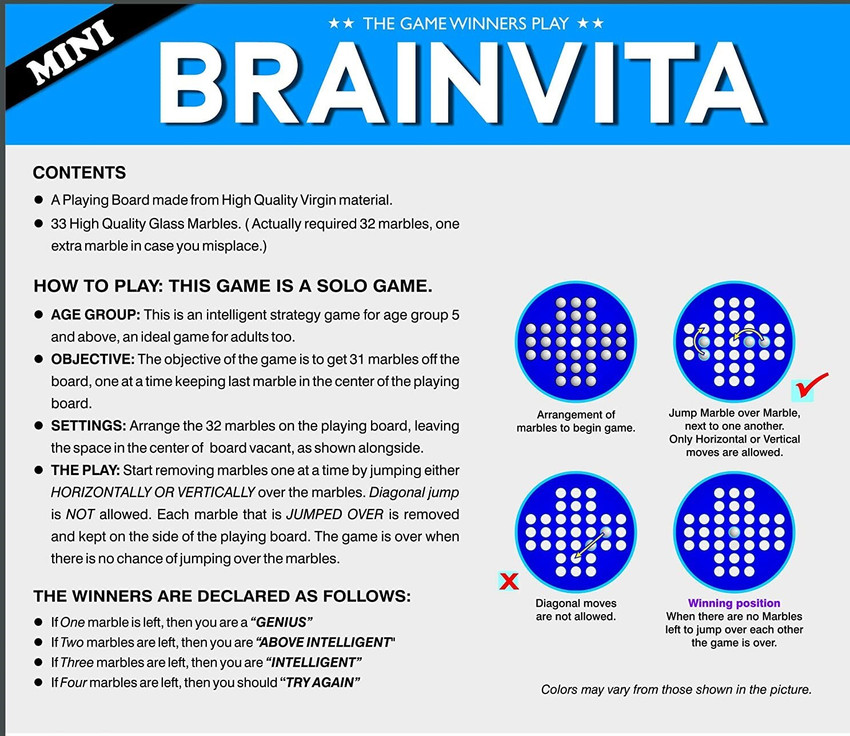Brainvita sales board game