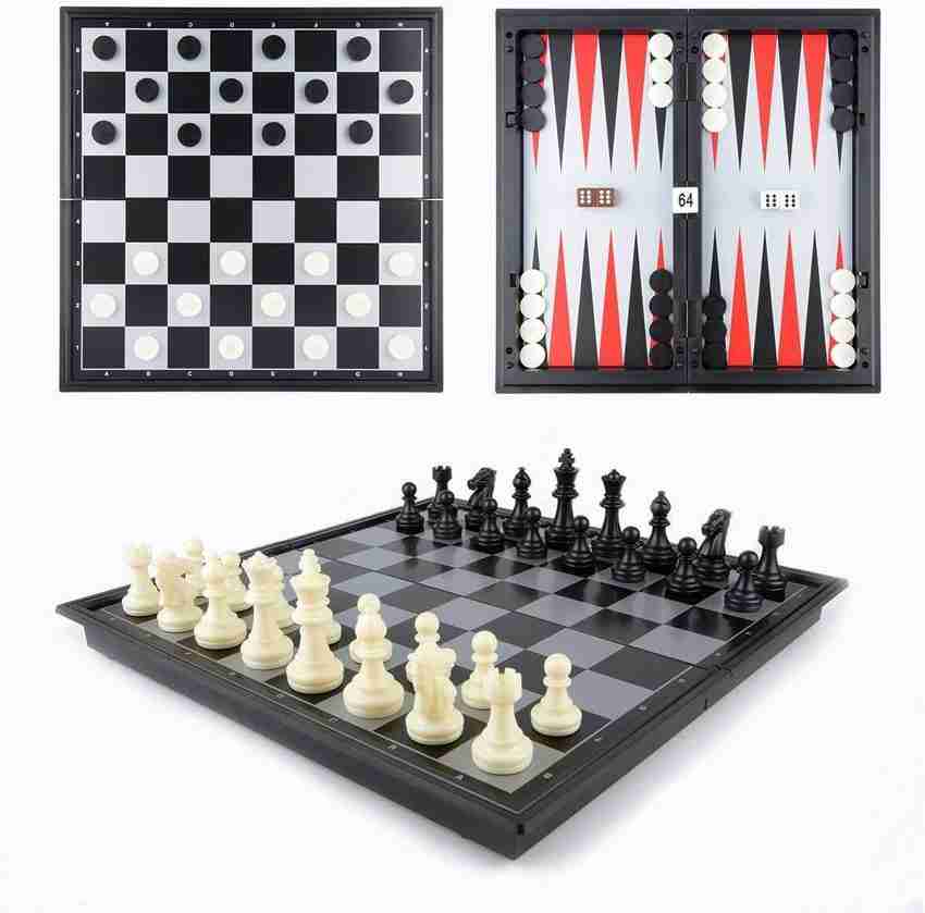 Chess, Checkers & Backgammon 3 In 1 Classic Board Game Set