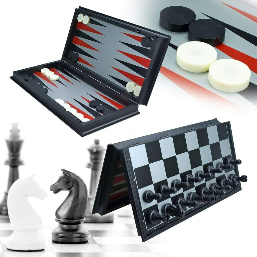 Chess, Checkers & Backgammon 3 In 1 Classic Board Game Set