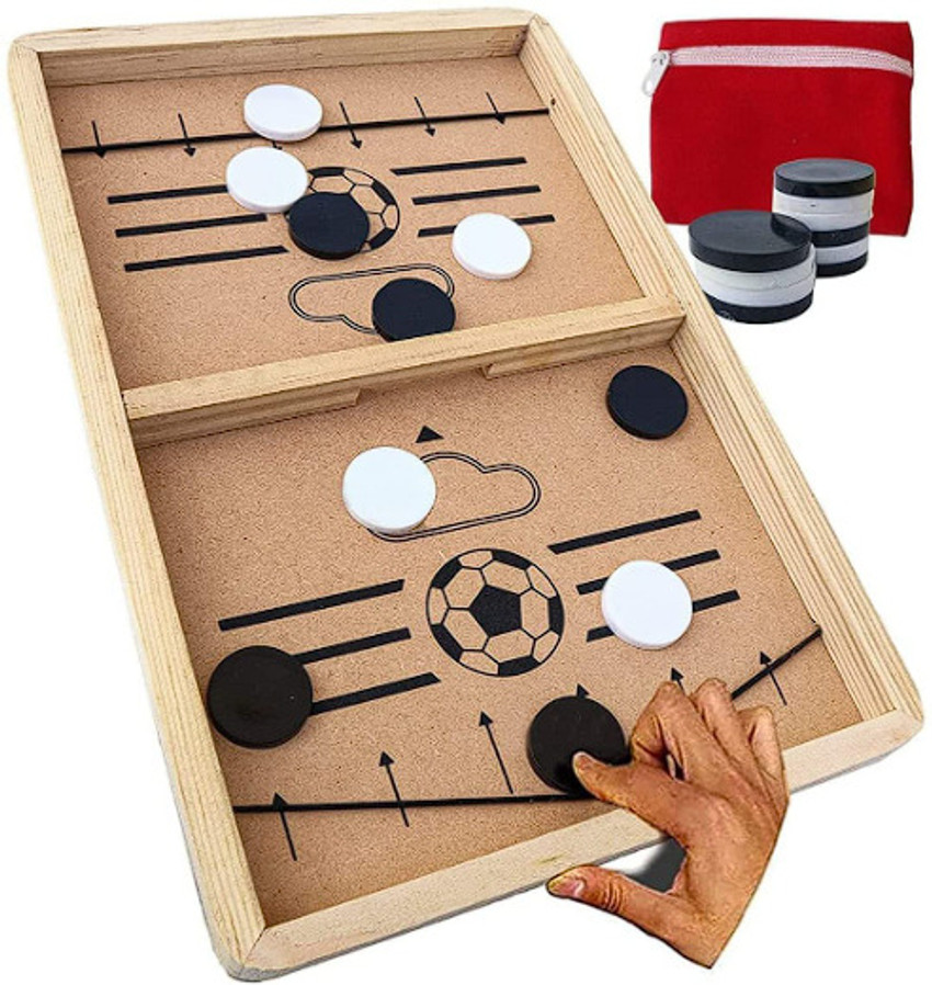 woodzania Wooden Indoor String Hockey Fastest Finger first Air Hockey Board Game
