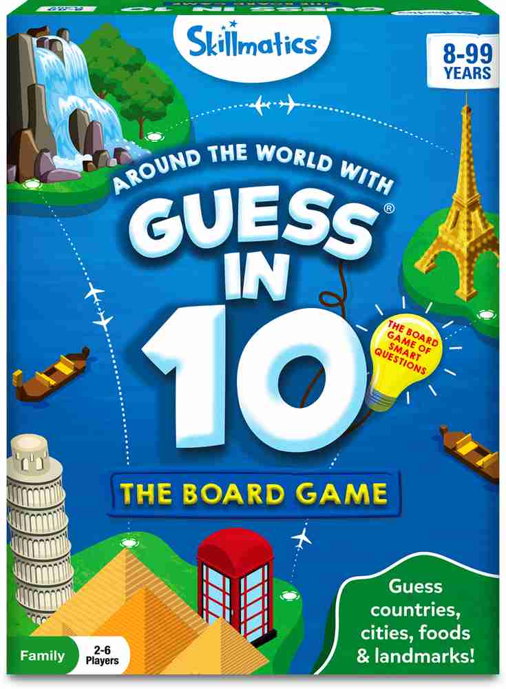 Skillmatics Family Card Board Game Guess In 10 Around The World for Ages 8 2 6 Players Educational Board Games Family Card Board Game Guess In 10 Around