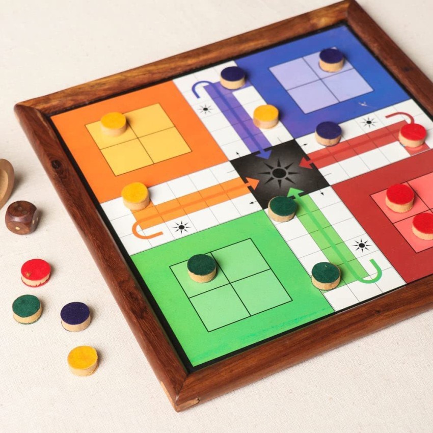 Wooden 2 in 1 Ludo Game /snakes & Ladder Game for Kids/adults. 