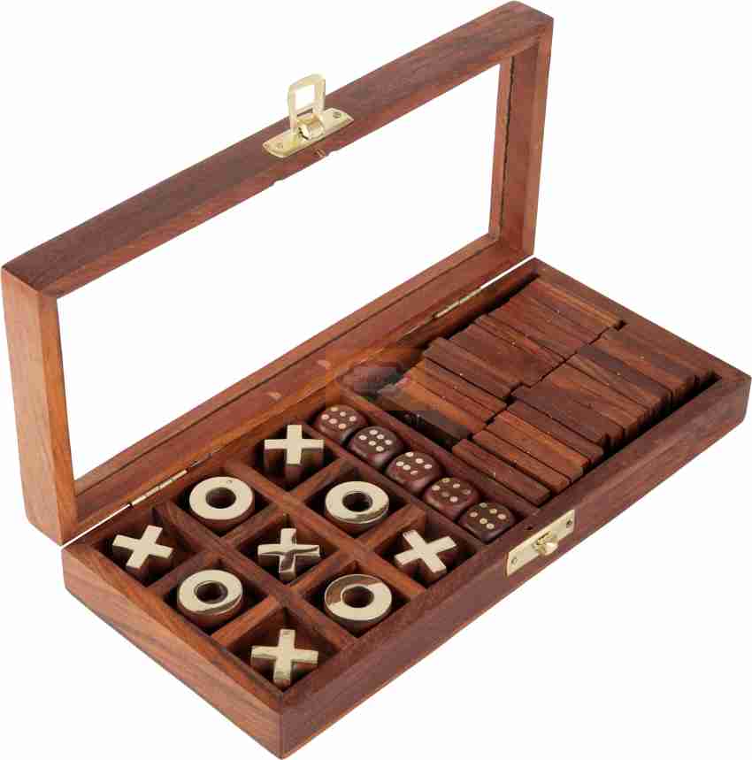 Skull and Crossbones 5 inch Square Wooden Mini Tic Tac Toe Game