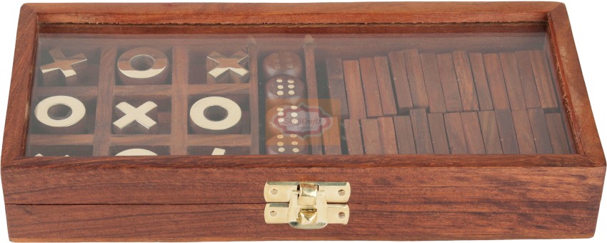 Skull and Crossbones 5 inch Square Wooden Mini Tic Tac Toe Game