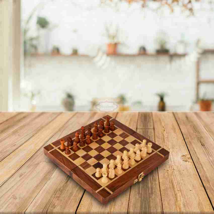 Wooden Folding Chess Board Set Adult Board Games Luxury Family