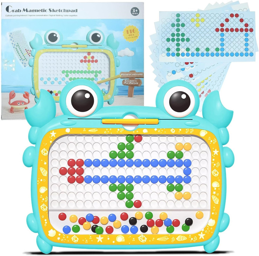 maruhub Magnetic Drawing Board for Kids Stem Magnetic Toys with Beads and Drawing Pen Educational Board Games Magnetic Drawing Board for Kids Stem Magnetic Toys with Beads and Drawing Pen