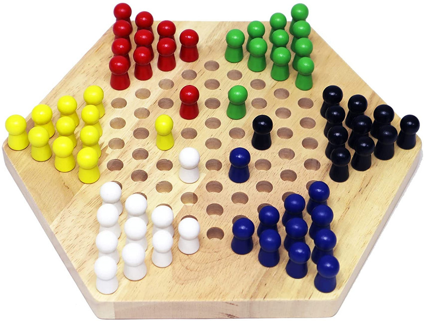 Kandle Chinese Checkers Board Game Hexagon 6 Players Family Game