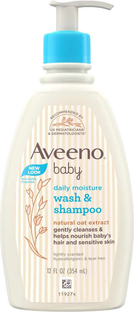 Aveeno Baby Daily Moisture Gentle Body Wash & Shampoo with Oat Extract,  2-in-1 Baby Bath Wash & Hair Shampoo, Tear- & Paraben-Free for Hair 