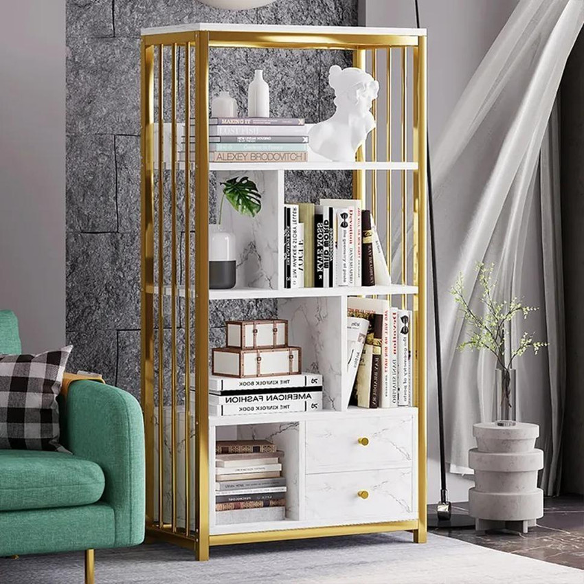 White open top shelf bookcase