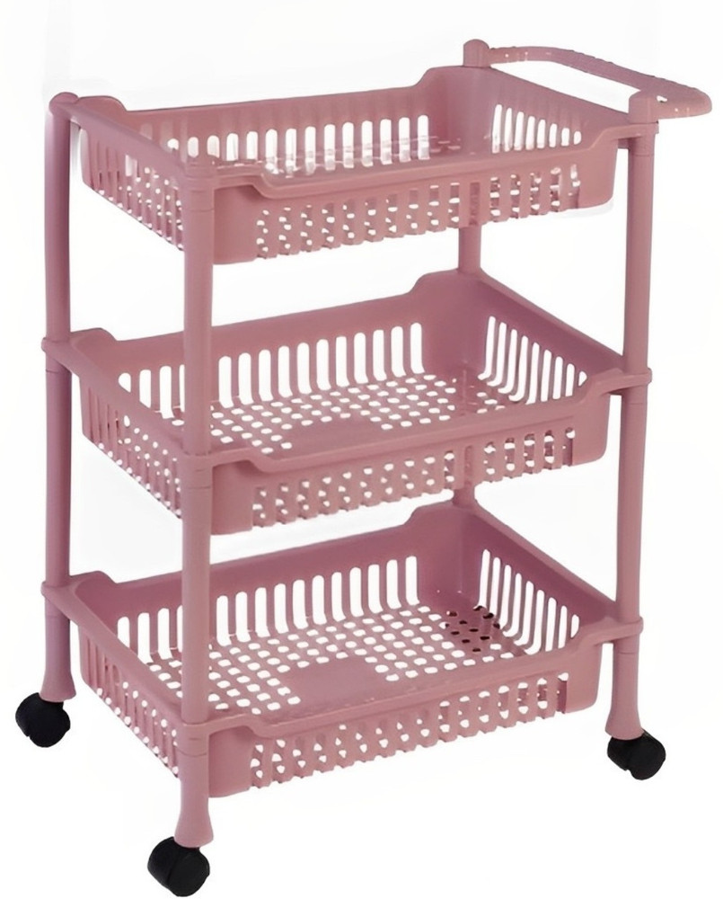 3D METRO SUPER STORE 3 Layer Plastic Rack With Wheel Handel