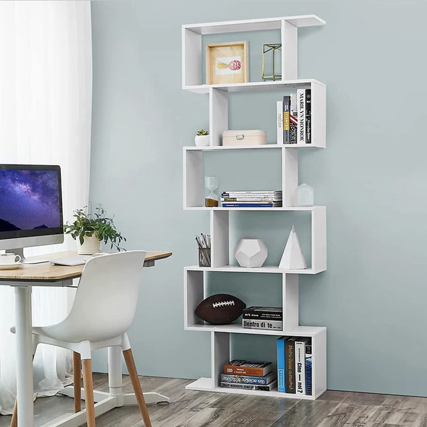 lukzer 6 Layer Bookshelf S Shaped Bookcase Open Book Shelf Display