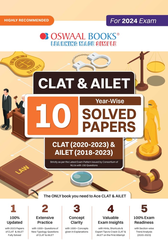 Clat Ailet 2024 Chapter Wise Solved Papers 2008 2023 By 59 Off 5347