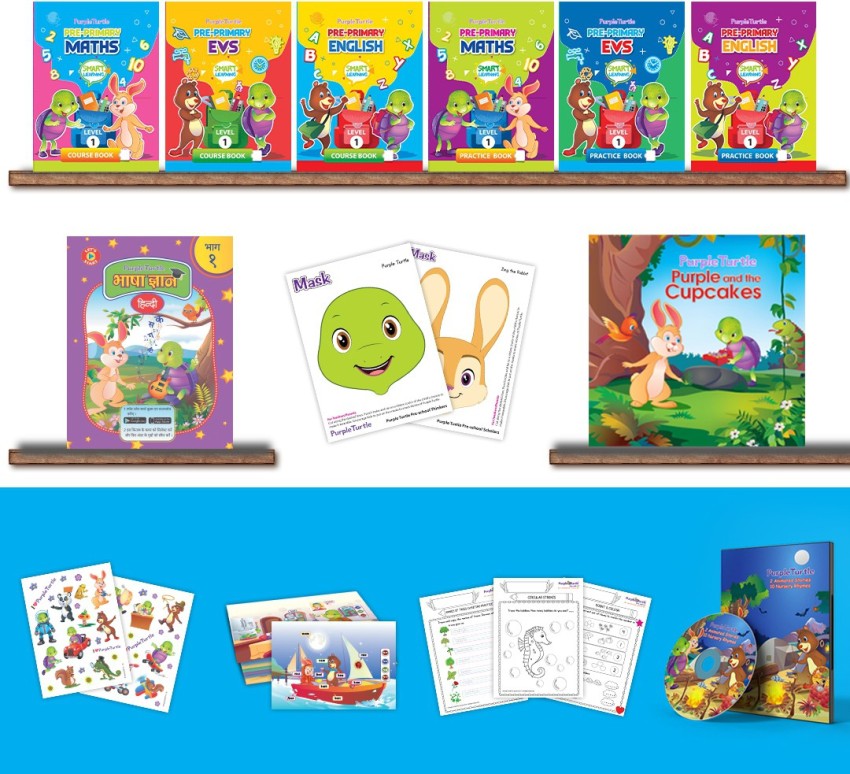 Educart Nursery School Kit (School Bag+8 Books For 3-5 Years)Of English &  Hindi Alphabets, Picture Book, Rhymes And Balgeet, Capital Letter Writing,  Akshar Aabha, Target Number, Drawing Books For Kids: Buy Educart