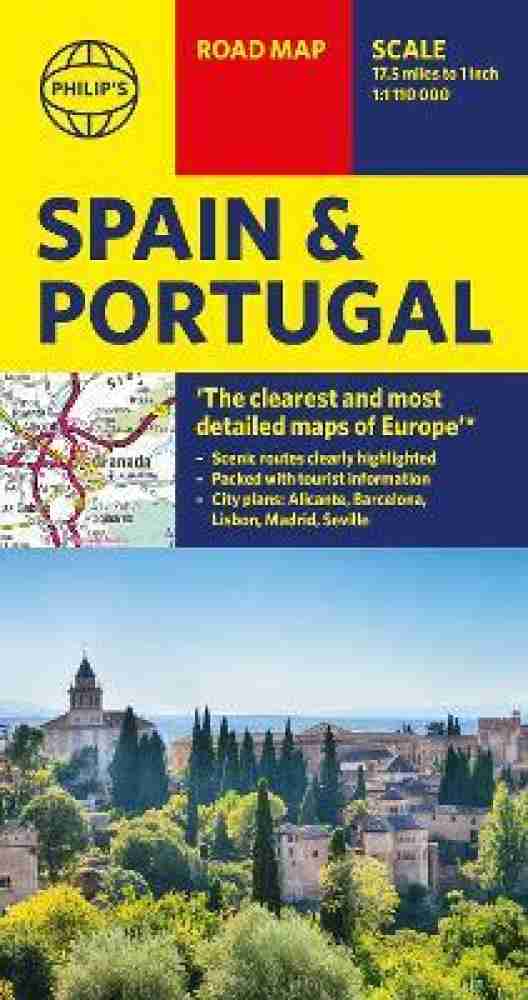 Large detailed highways map of Spain and Portugal with cities