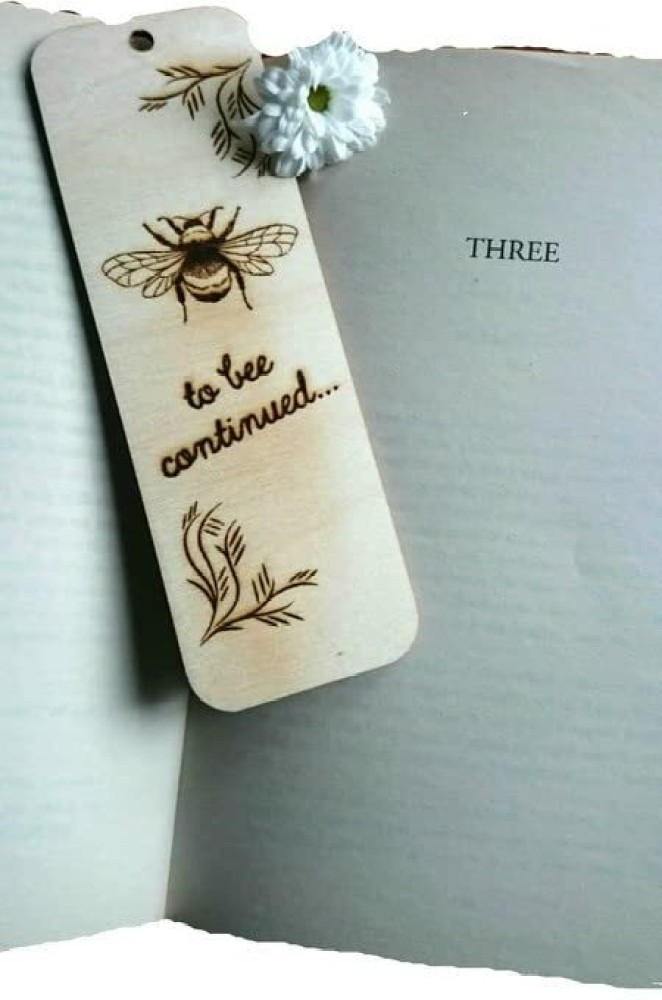 Adventure awaits wooden bookmark