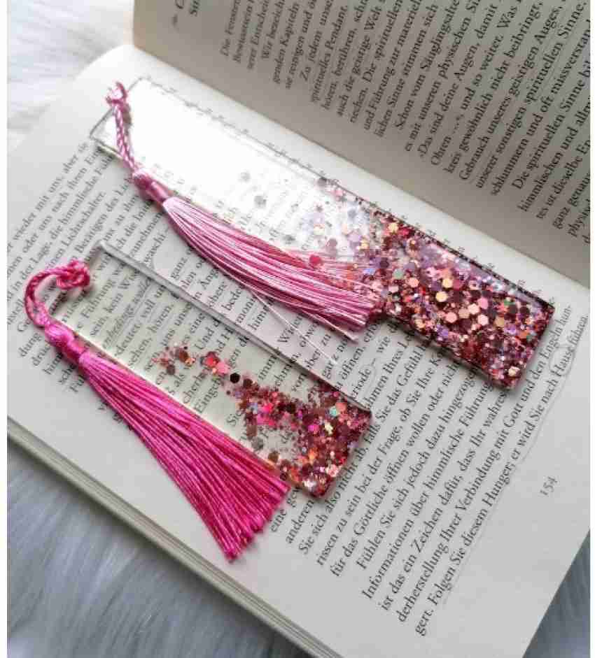 Personalised Charm and Ribbon Bookmark Lisa Angel Homeware Collection Bookmarks Pink Grey