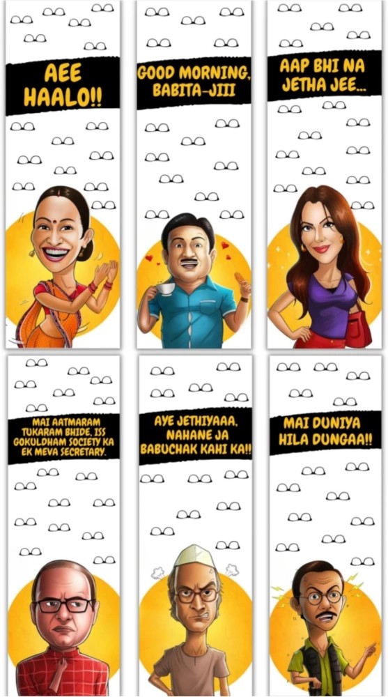 craft maniacs TARAK MEHTA KA ULTA CHASMA ART PACK OF 6 LAMINATED