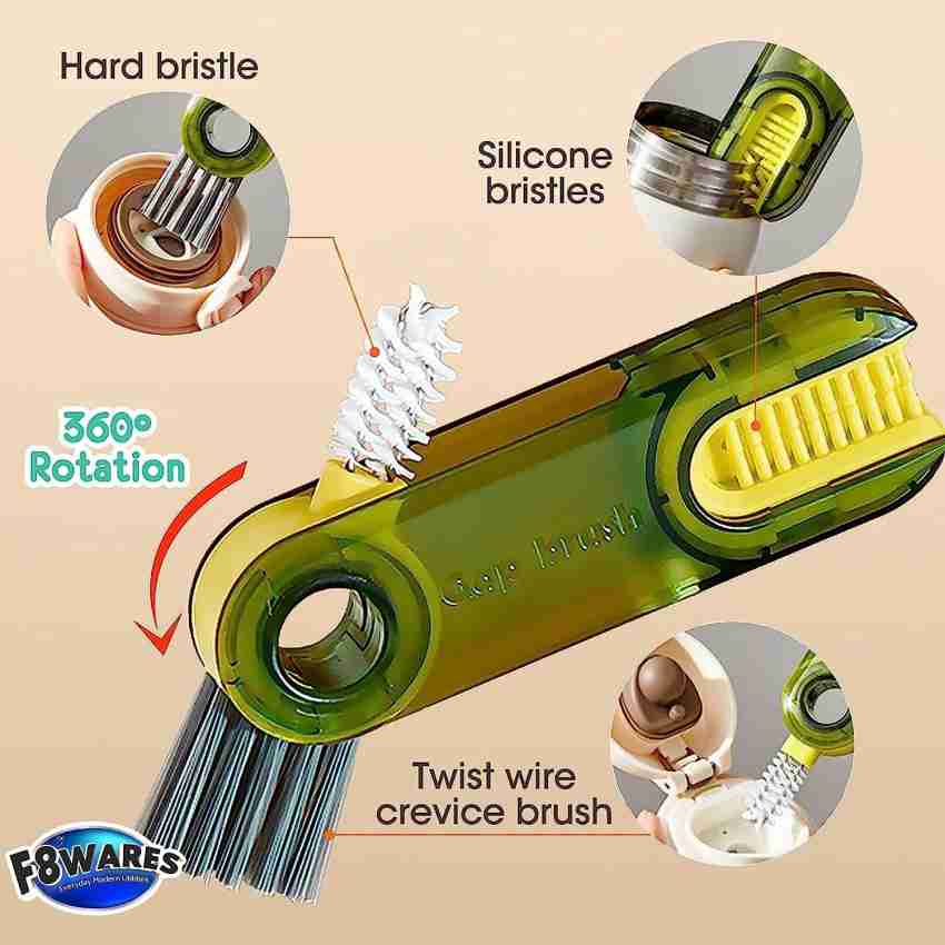 3 in 1 Multipurpose Bottle Gap Cleaner Brush, 3 in 1 Tiny Bottle Cup Lid  Detail Brush, 3 in 1 Multifunctional Cleaning Brush, Multi-Functional  Crevice