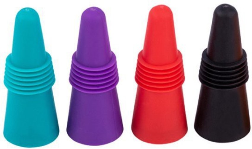 Silicone Wine Bottle Stopper Pourer - (Purple Pink Green