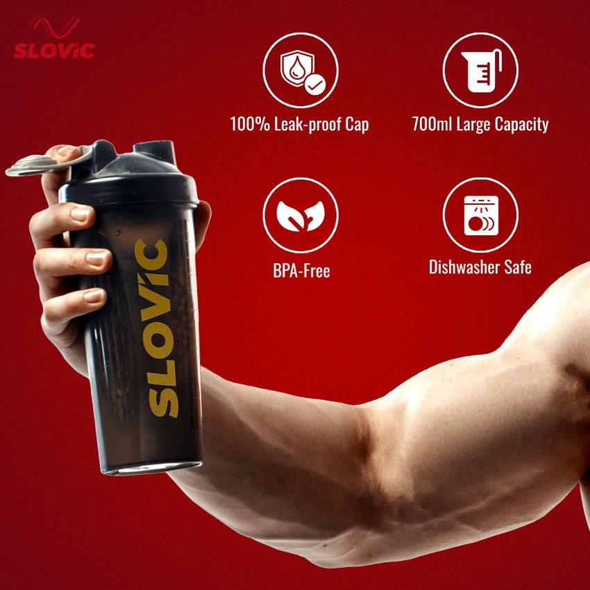 SLOVIC Shakers for Protein Shake, Plastic Free Gym Bottles for Men