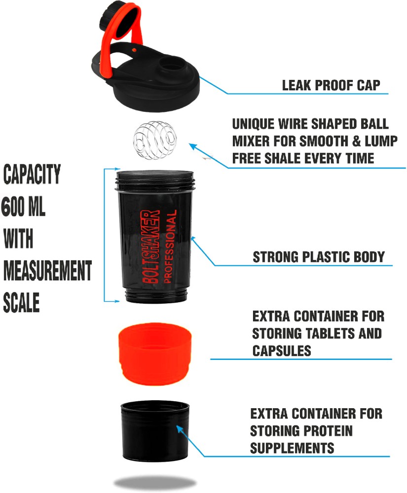 PROTEIN SHAKER 600ML - Red Dot