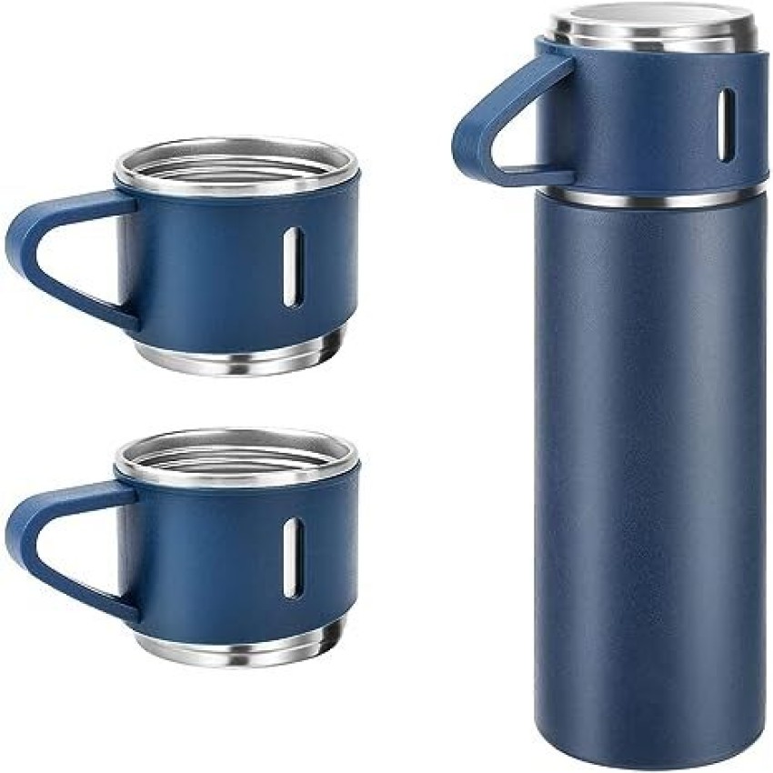 VARIYAENTERPRISE28 Flask Gift Set with Two Cups Hot Cold Steel