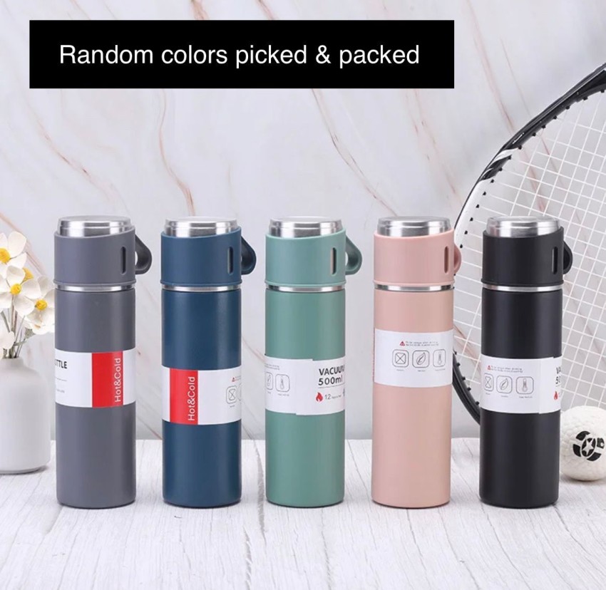 500ml/17.6oz Vacuum Insulated Flask Double Walled Vacuum Flask Stainless Steel Thermo Bottle with Cup for Coffee Tea Hot Drink and Cold Drink Travel