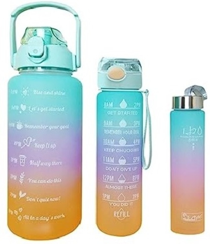 3-in-1 Water Bottle with Motivational Time Markers - Set of 3