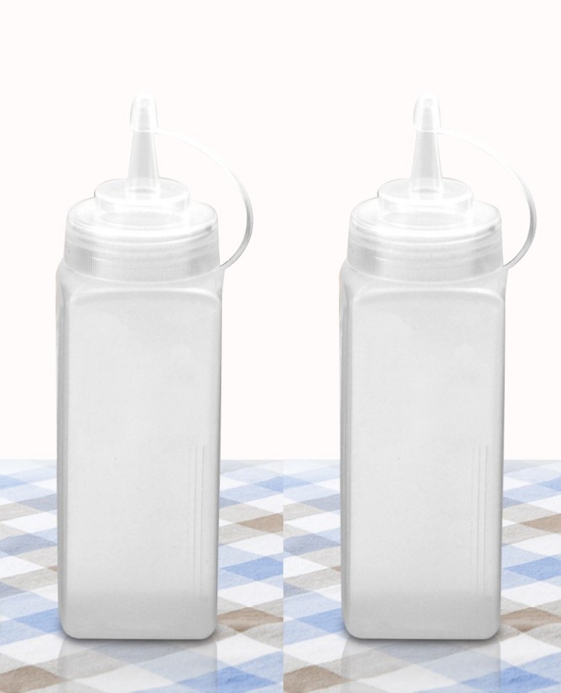 2 Pk Clear Squeeze Bottle Condiment Plastic Dispenser Ketchup