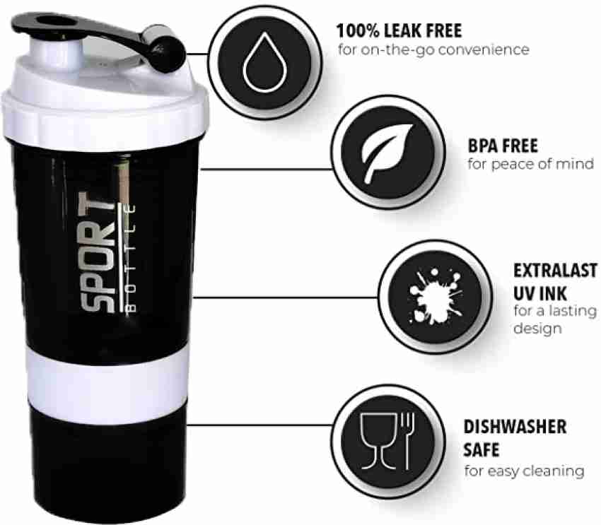 Protein Shaker Bottles with Powder Storage, 500ML Gym Sports