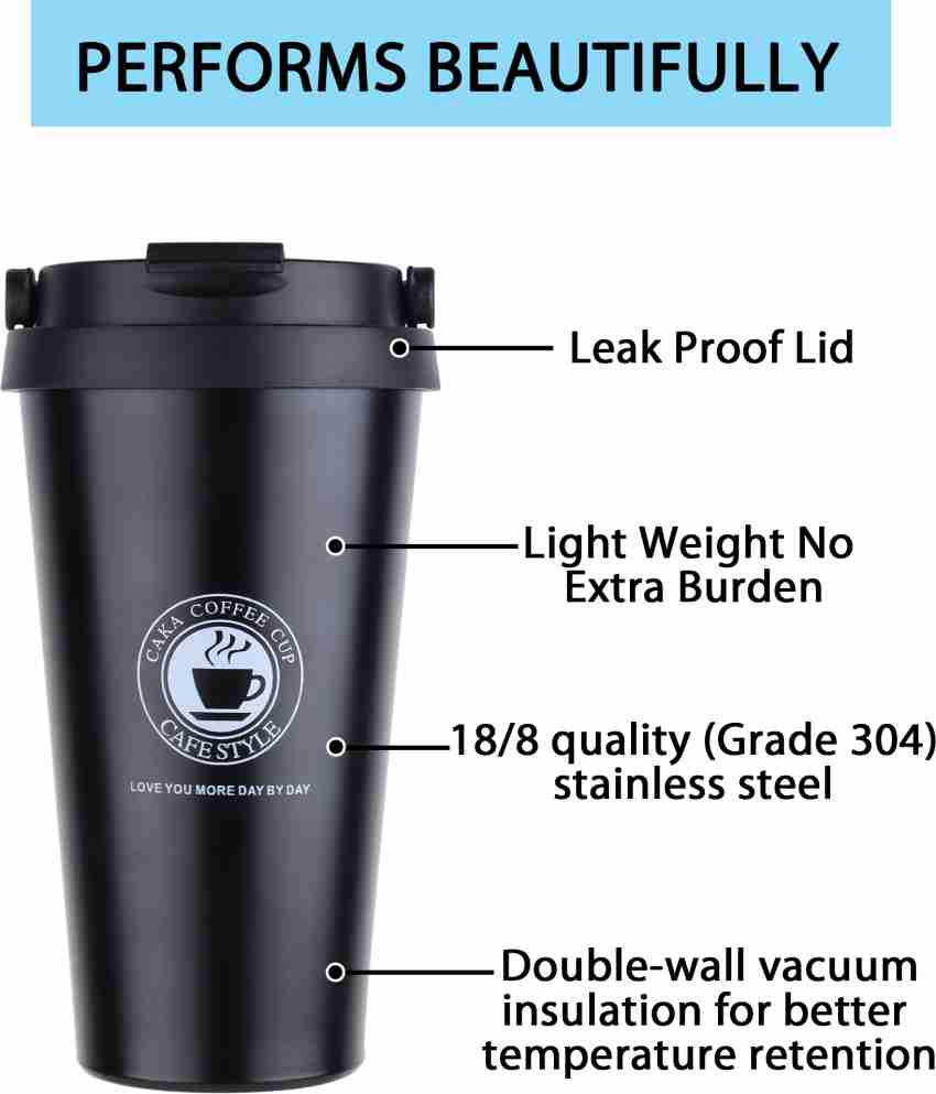 1pc 510ml 304 Stainless Steel Double-layer Coffee Mug With Lid, Leakproof  Insulated Cup For Adults And Kids