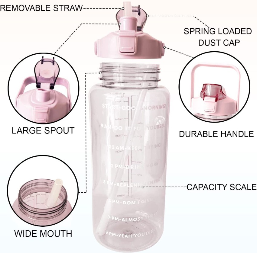 Plastic Capacity: 2000 mL 3 IN 1 MOTIVATIONAL WATER BOTTLE