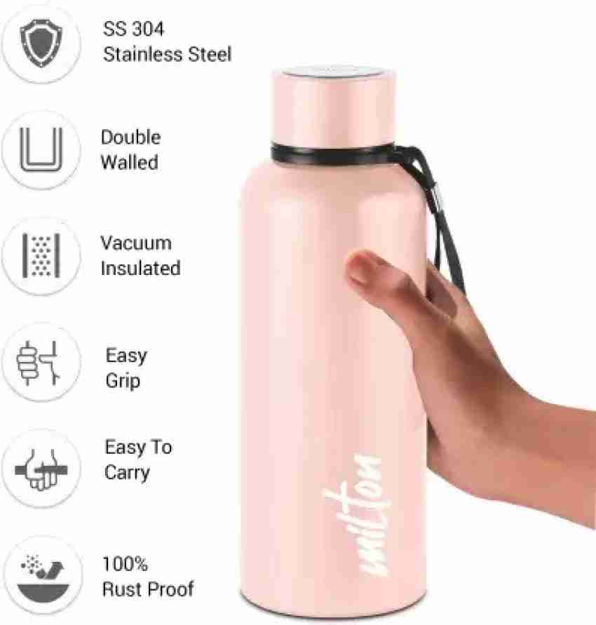 Milton Thermosteel Glassy 750, Double Walled Vacuum Insulated 750 ml | 25  oz | 24 Hours Hot and Cold Water Bottle with Drinking Cup Lid and Cover