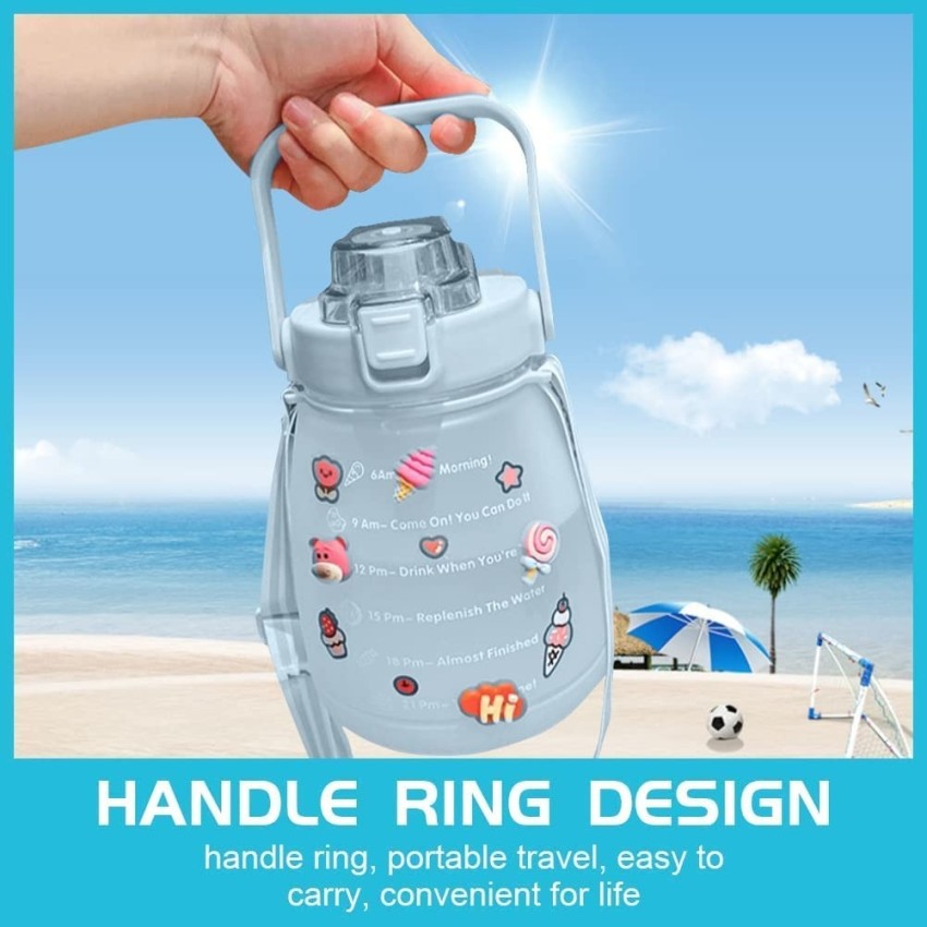 Ring Handle Water Bottle With Sipper Straw