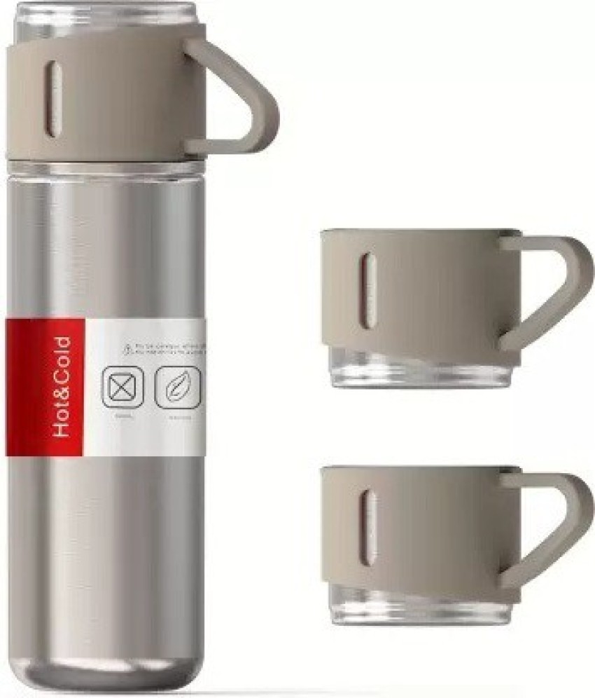 ICONIX Vacuum Flask set 3Cup set for Hot & Cold Drink BPA Free Grey with  Silicon Brush 500 ml Flask - Buy ICONIX Vacuum Flask set 3Cup set for Hot &  Cold