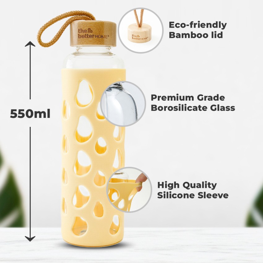 The Better Home Borosilicate Glass Water Bottle with Sleeve (500ml)