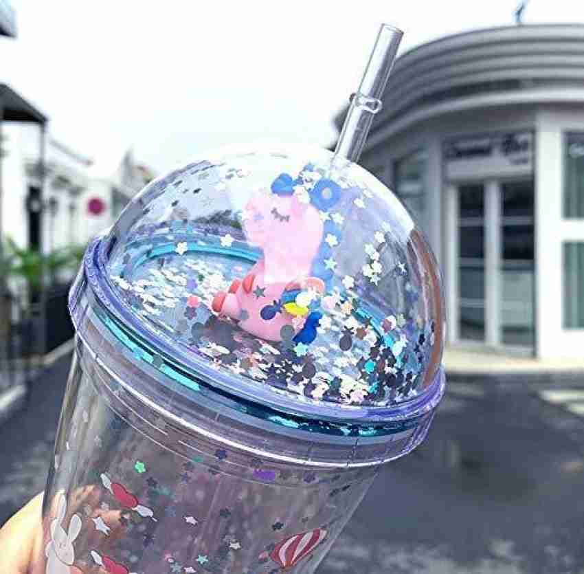 Elipsis Space Wall Design Cute Sipper Glass/Tumbler with Straw 500