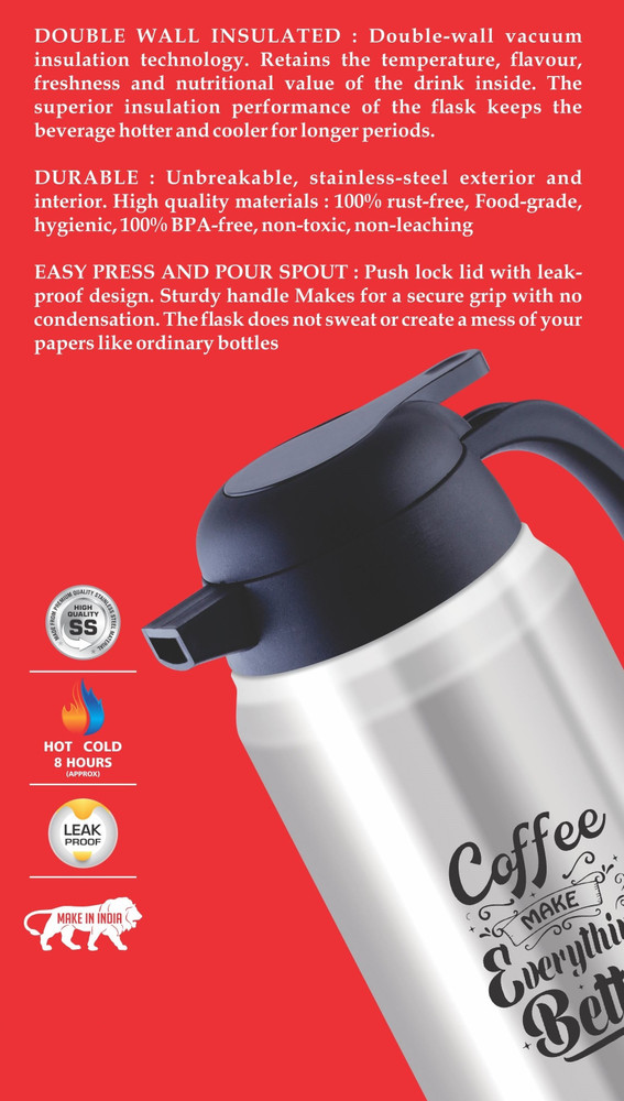 PATEL Patel High Quality Thermosteel Hot Cold Flask with Push Down