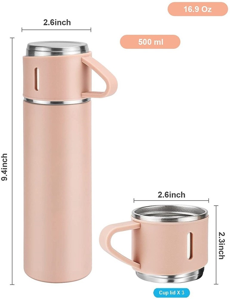 500Ml (16.9) 304 Stainless Steel Thermos Vacuum Flask with 2 Cup (Set)  (blue)