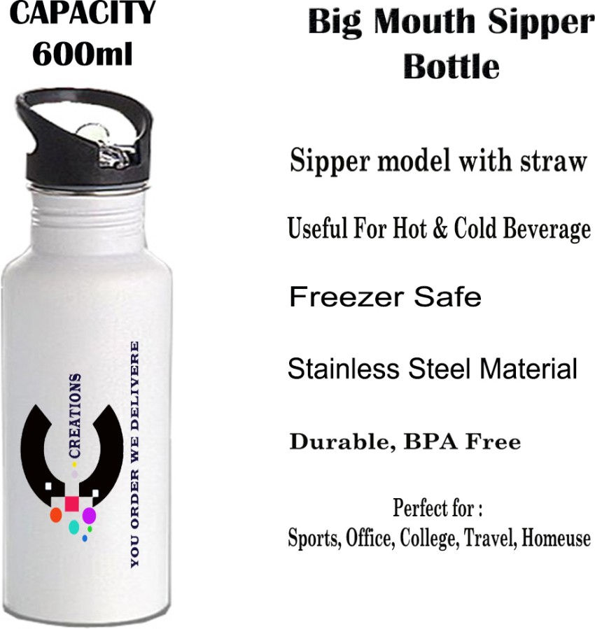 Shop Superman Printed Water Bottle with Straw - 500 ml Online