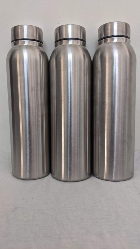 Stainless Steel Water Bottle Set of 3 - 1 Litre each Silver