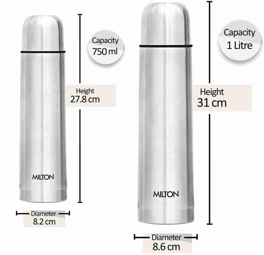 Milton Thermosteel Flip Lid Flask 1000, Double 1000 milliliters, Silver