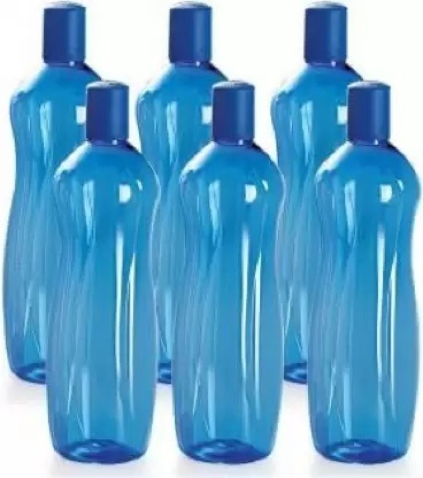 MILTON 6-Pc Reusable Water Bottles Bulk Pack 12 Oz Plastic Bottles with  Caps, Blue