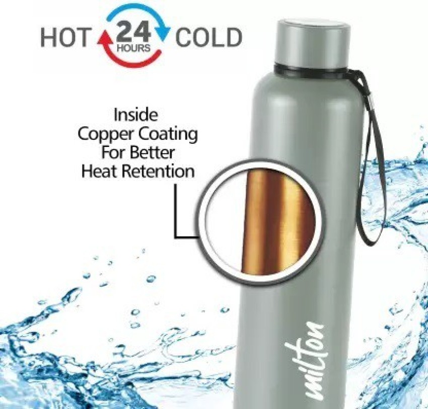 Milton Thermosteel Flip Lid 750, Double Walled Vacuum Insulated 750 ml | 25 oz | 24 Hours Hot and Cold Water Bottle with Cover, Stainless Steel, BPA