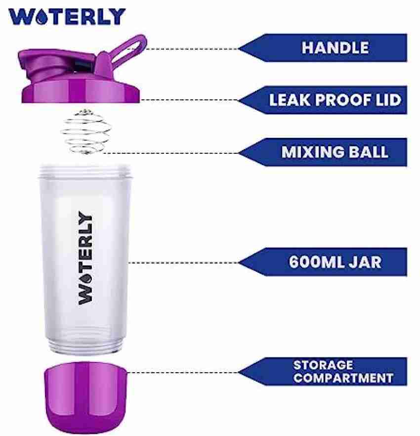 Leak-proof Protein Powder Sports Shaker Bottle With Ball, 600ml