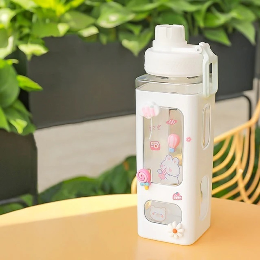 MANIBAM IMPEX Kawaii Water Bottle with Straw and Sticker for Kids Girls 700ml Bottles 700 ml Bottle