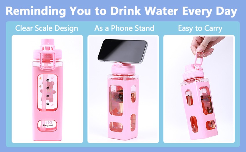 Kawaii Pink Water Bottle Sport Plastic Portable Drinking Cups